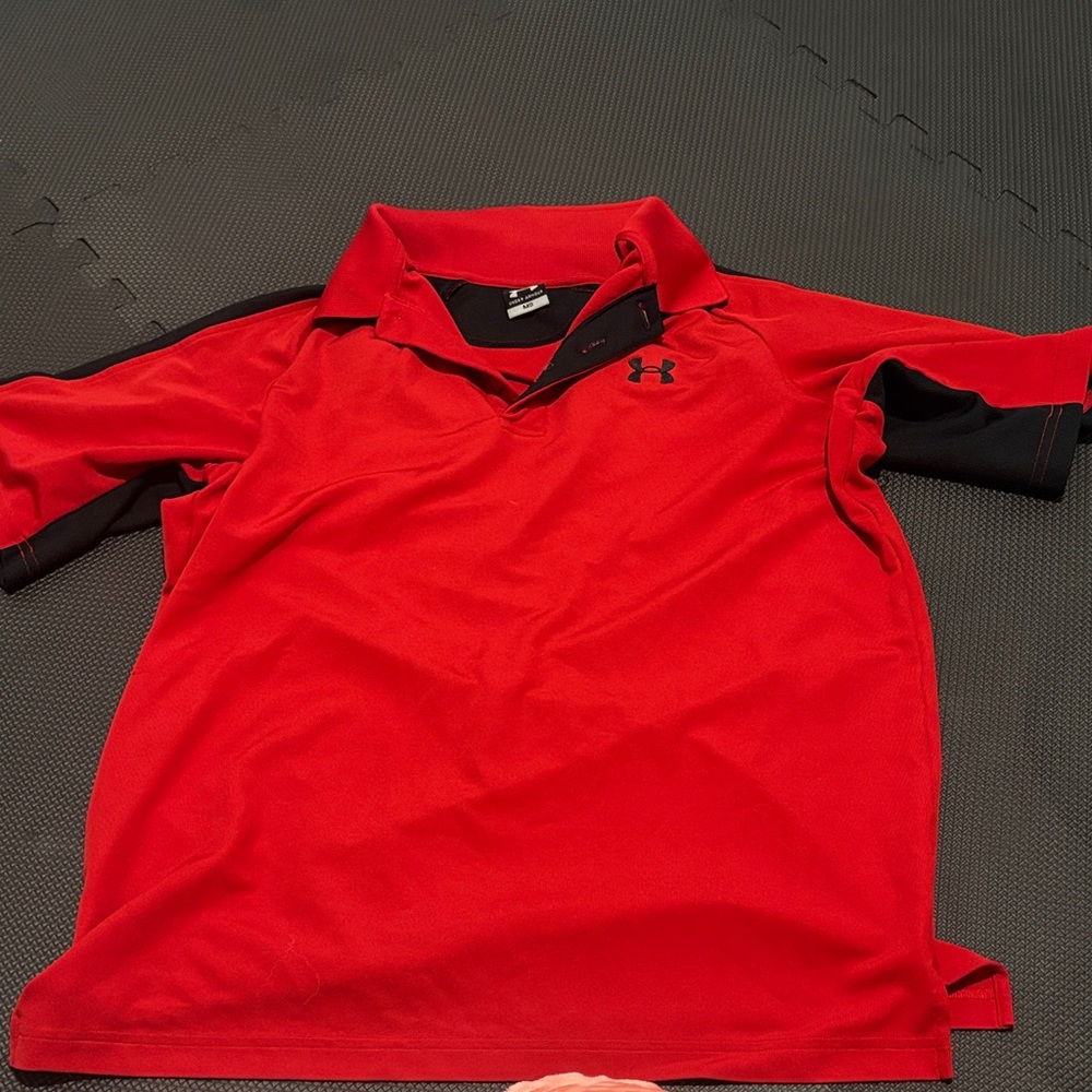 Under Armour Men's Red and Black Polo Shirt